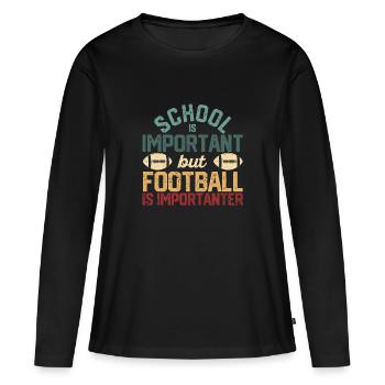 L’école est importante, mais le football est toujours important - T-shirt manches longues Premium bio Femme - noir - Devant - Julia (174cm)