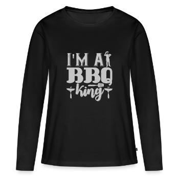 JE SUIS UN ROI DU BARBECUE DRÔLE - T-shirt manches longues Premium bio Femme - noir - Devant - Julia (174cm)
