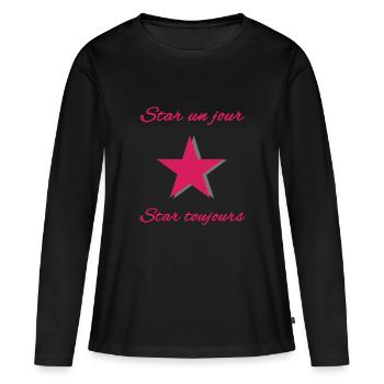 Star - T-shirt manches longues Premium bio Femme - noir - Devant - Julia (174cm)