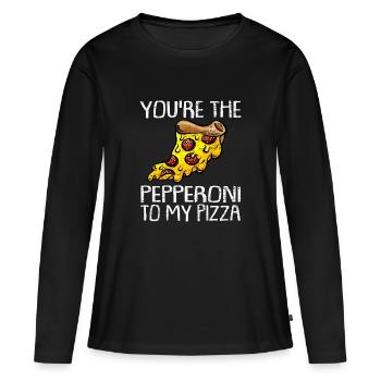 Tu es le pepperoni à ma pizza - T-shirt manches longues Premium bio Femme - noir - Devant - Julia (174cm)