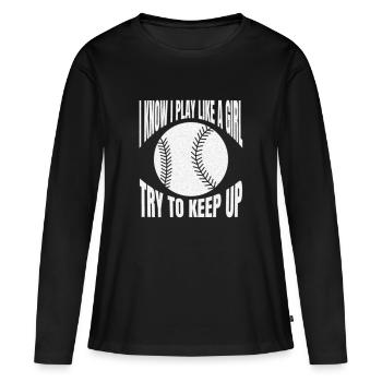 Baseball Joueur de baseball Équipe de baseball Baseballer - T-shirt manches longues Premium bio Femme - noir - Devant - Julia (174cm)