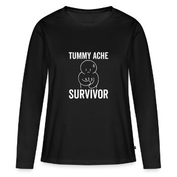 Survivant de maux de ventre - T-shirt manches longues Premium bio Femme - noir - Devant - Julia (174cm)