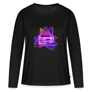 Fun disco rétro vintage radio stéréo 70's 80's - T-shirt manches longues Premium bio Femme - noir - Devant - Julia (174cm)