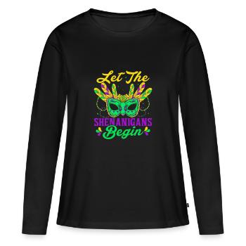 Que les manigances commencent le défilé du Mardi Gras - T-shirt manches longues Premium bio Femme - noir - Devant - Julia (174cm)