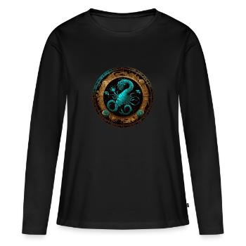 Portez votre signe du zodiaque astrologique avec fierté: Scorpion - T-shirt manches longues Premium bio Femme - noir - Devant - Julia (174cm)