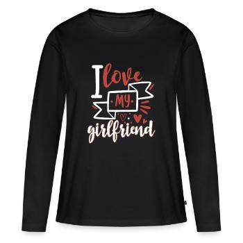 J’aime ma copine - T-shirt manches longues Premium bio Femme - noir - Devant - Julia (174cm)