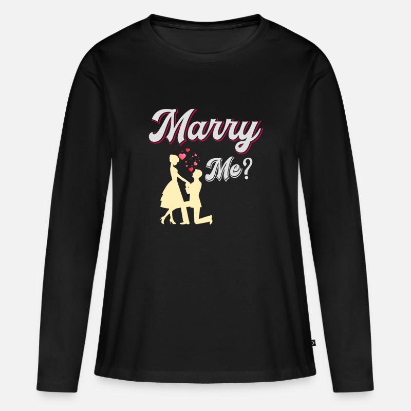 Heirate mich - Frauen Premium Bio Langarmshirt - Schwarz