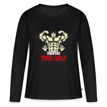 Trainiere wie deine Vorbilder - Frauen Premium Bio Langarmshirt - Schwarz - Vorne - Julia (174cm)