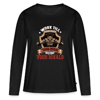 Vos idoles sont vos adversaires - T-shirt manches longues Premium bio Femme - noir - Devant - Julia (174cm)