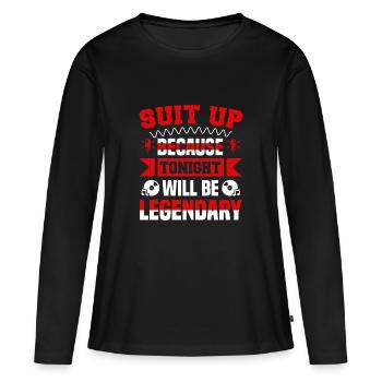 ENFILEZ VOTRE COSTUME PARCE QUE CE SOIR SERA LÉGENDAIRE - T-shirt manches longues Premium bio Femme - noir - Devant - Julia (174cm)