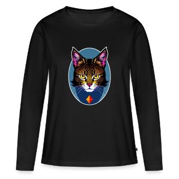 chat mystique - T-shirt manches longues Premium bio Femme - noir - Devant - Julia (174cm)