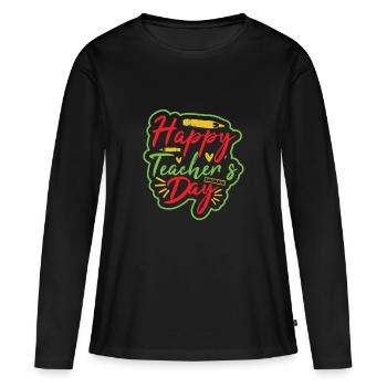JOYEUSE JOURNÉE DES ENSEIGNANTS - T-shirt manches longues Premium bio Femme - noir - Devant - Julia (174cm)