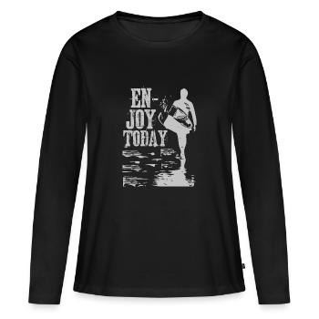 GENIESSEN SIE HEUTE - Frauen Premium Bio Langarmshirt - Schwarz - Vorne - Julia (174cm)