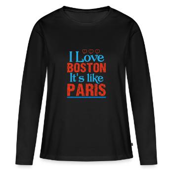 J’ADORE BOSTON C’EST COMME PARIS - T-shirt manches longues Premium bio Femme - noir - Devant - Julia (174cm)