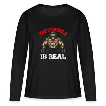 The struggle is real - Women's Premium Organic Long Sleeve Shirt - black - Front - Julia (174cm)