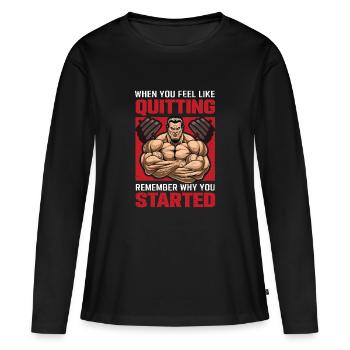 Souvenez-vous de vos débuts - T-shirt manches longues Premium bio Femme - noir - Devant - Julia (174cm)