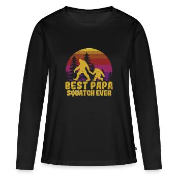 Bester Papa Squatch aller Zeiten Lustig Sasquatch - Frauen Premium Bio Langarmshirt - Schwarz - Vorne - Julia (174cm)