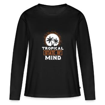 ÉTAT D’ TROPICAL - T-shirt manches longues Premium bio Femme - noir - Devant - Julia (174cm)