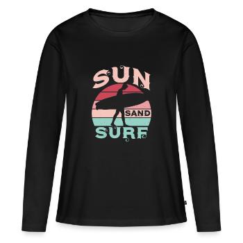 SONNE SAND SURFEN - Frauen Premium Bio Langarmshirt - Schwarz - Vorne - Julia (174cm)