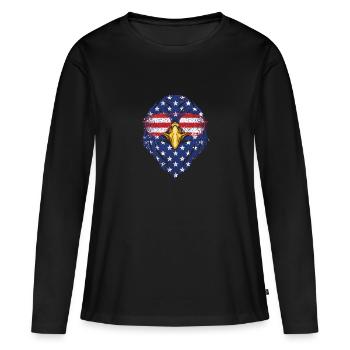 4 juillet Bald Eagle Patriotic American - T-shirt manches longues Premium bio Femme - noir - Devant - Julia (174cm)