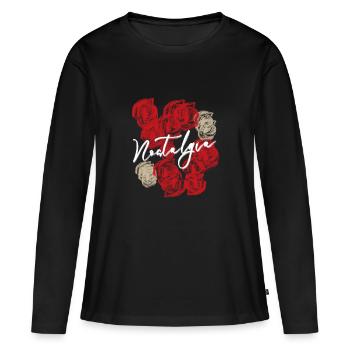 Vintage Rose Nostalgie - T-shirt manches longues Premium bio Femme - noir - Devant - Julia (174cm)