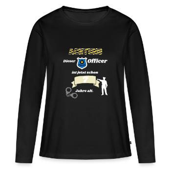 Polizei - 7. Geburtstag, für alle Polizeifans - Frauen Premium Bio Langarmshirt - Schwarz - Vorne - Julia (174cm)