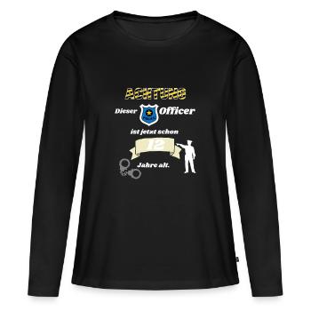 Polizei - 12. Geburtstag, für alle Polizeifans - Frauen Premium Bio Langarmshirt - Schwarz - Vorne - Julia (174cm)