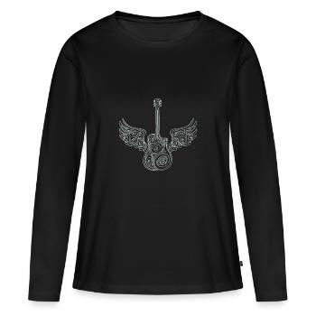 Ornamental Guitar with Wings of Life Guitar Player - T-shirt manches longues Premium bio Femme - noir - Devant - Julia (174cm)