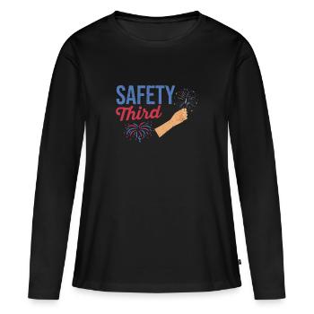 Drôle 4 juillet Patriotic Fireworks Safety Troisième - T-shirt manches longues Premium bio Femme - noir - Devant - Julia (174cm)
