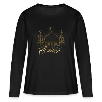 RAMADAN KARIM - T-shirt manches longues Premium bio Femme - noir - Devant - Julia (174cm)
