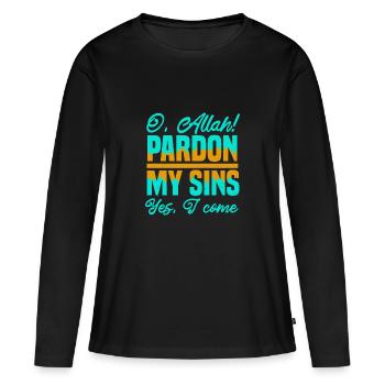 PARDONNE MES PÉCHÉS OUI JE VIENS - T-shirt manches longues Premium bio Femme - noir - Devant - Julia (174cm)