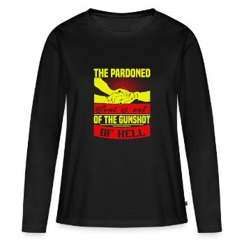 DIE BEGNADIGTE SEELE IST AUS DER HÖLLE - Frauen Premium Bio Langarmshirt - Schwarz - Vorne - Julia (174cm)