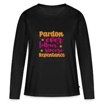 LE PARDON SUIT TOUJOURS SINCER - T-shirt manches longues Premium bio Femme - noir - Devant - Julia (174cm)