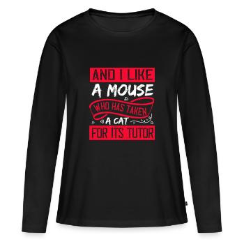 ET J’AIME UNE SOURIS POUR SON TUTEUR - T-shirt manches longues Premium bio Femme - noir - Devant - Julia (174cm)