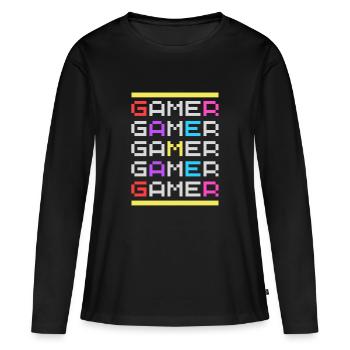 Joueurs fois Five avec l’ambiance des années 80 - T-shirt manches longues Premium bio Femme - noir - Devant - Julia (174cm)