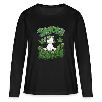 MARIHUANA SMOKE 420 CANNABIS WEED HANF DESIGN - Frauen Premium Bio Langarmshirt - Schwarz - Vorne - Julia (174cm)