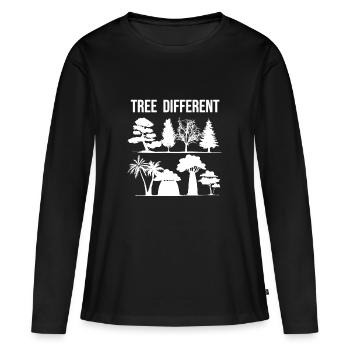 Arbre différent - soyez différent - soyez vous-même - T-shirt manches longues Premium bio Femme - noir - Devant - Julia (174cm)