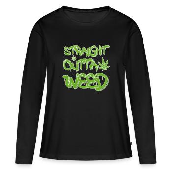 MARIHUANA SMOKE 420 CANNABIS WEED HANF DESIGN - Frauen Premium Bio Langarmshirt - Schwarz - Vorne - Julia (174cm)