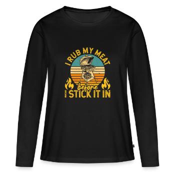 Je frotte ma viande avant de la mettre dans le - T-shirt manches longues Premium bio Femme - noir - Devant - Julia (174cm)