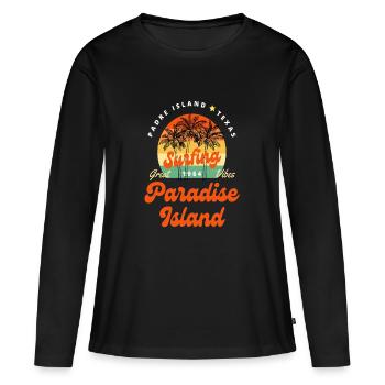Paradise Island - Frauen Premium Bio Langarmshirt - Schwarz - Vorne - Julia (174cm)