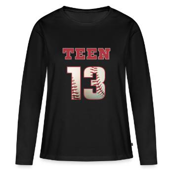 Baseball TEEN 13 - Frauen Premium Bio Langarmshirt - Schwarz - Vorne - Julia (174cm)