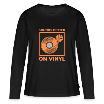 Sonne mieux sur Vinyl - T-shirt manches longues Premium bio Femme - noir - Devant - Julia (174cm)