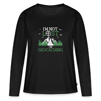 Je ne suis pas perdu, je géocache - T-shirt manches longues Premium bio Femme - noir - Devant - Julia (174cm)