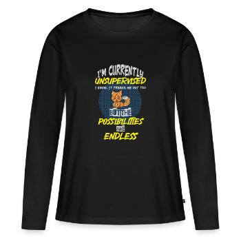 Je ne suis actuellement pas supervisé - T-shirt manches longues Premium bio Femme - noir - Devant - Julia (174cm)