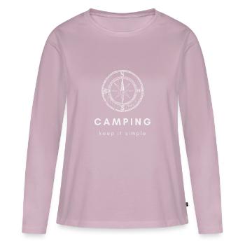 Camping Kompass keep it simple - Frauen Premium Bio Langarmshirt - Altrosa - Vorne - Julia (174cm)