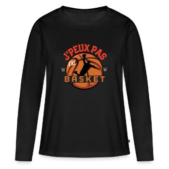 j'peux pas j'ai basket - cadeau joueur de basket - T-shirt manches longues Premium bio Femme - noir - Devant - Julia (174cm)