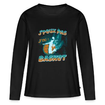 j'peux pas j'ai basket - cadeau joueur de basket - T-shirt manches longues Premium bio Femme - noir - Devant - Julia (174cm)