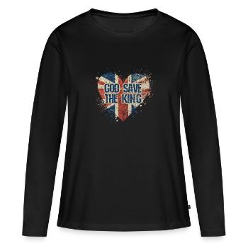 Couronnement du roi britannique Charles Angleterre Drapeau - T-shirt manches longues Premium bio Femme - noir - Devant - Julia (174cm)