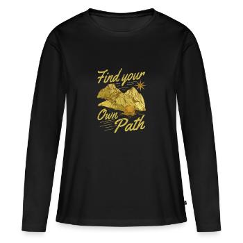 Finde deinen eigenen Weg Bergkompass Lustiges - Frauen Premium Bio Langarmshirt - Schwarz - Vorne - Julia (174cm)