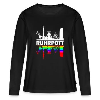 Ruhrpott gespiegelt - Frauen Premium Bio Langarmshirt - Schwarz - Vorne - Julia (174cm)
